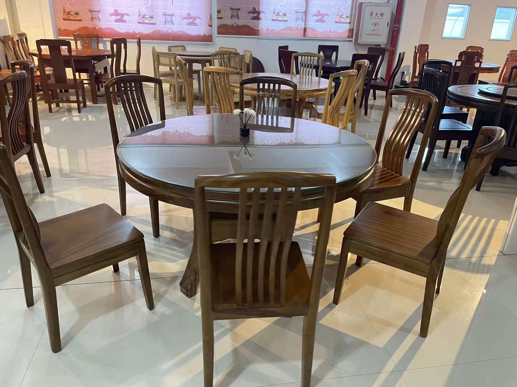 Wooden round dining table